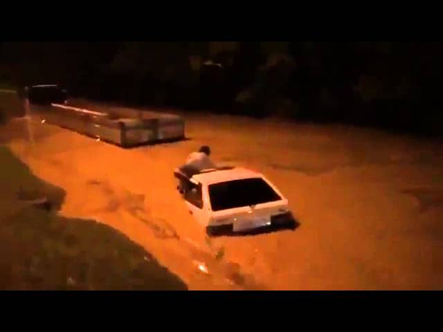 Потоп на автодороге в Сочи   Flood