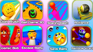 Cion Rush,Ball Game 3D, Stacky Dash, Rollance, Cosmic bob, Escape baby,Save balls, Rainbow strech  screenshot 1