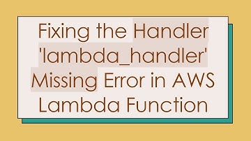 Fixing the Handler 