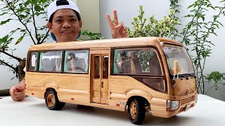 งานแกะสลักไม้ - รถโดยสารขนาดเล็ก Toyota Coaster - ศิลปะงานไม้แกะสลัก