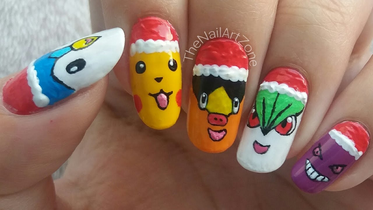Nail art n°32 | Christmas Pokemon nails