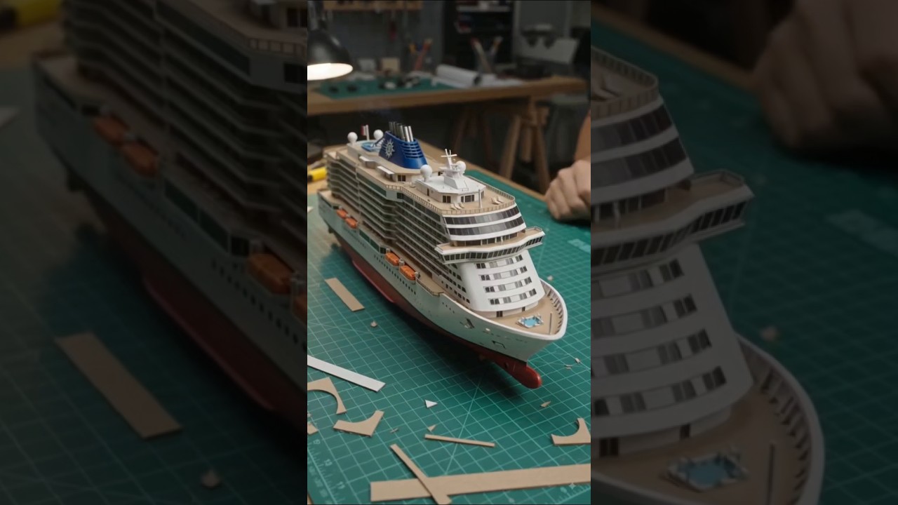 MSC Seashore 🇮🇹 Made Entirely from Cardboard! 🤯🚢 | Incredible DIY Cruise Ship Model #shorts