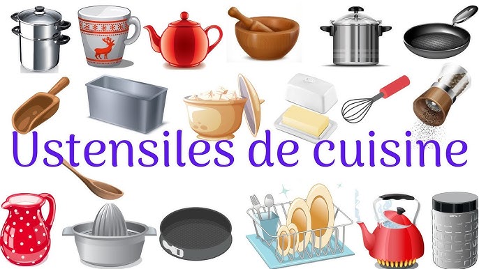 French Lesson 82 - Kitchen Utensils Appliances Vocabulary Ustensiles de  cuisine Utensilios de cocina 