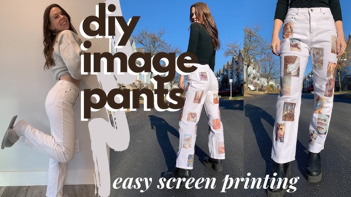 $10 diy printed jeans  no sew thrift flip 