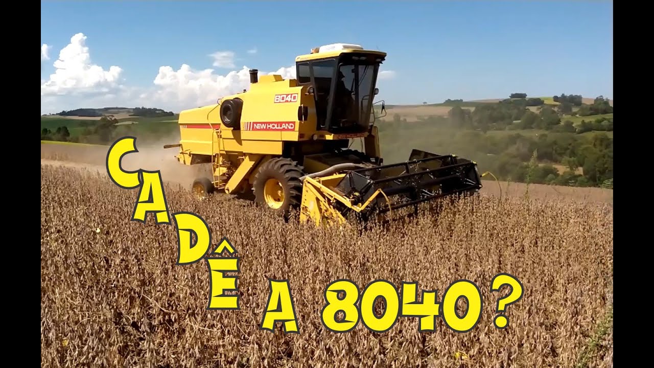 New Holland 8040 bem conservada na colheita da soja.