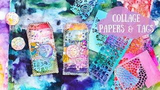Handmade Mixed Media Collage Papers & Tags