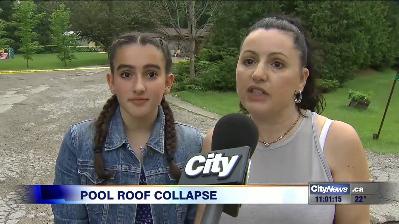 Video Tragedy averted when roof collapses at Schomberg swim school YouTube