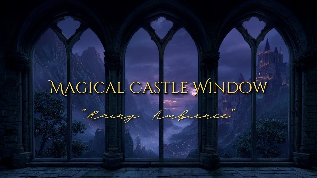 Magical Medieval Castle Window Rain Ambience 🌧️ | 4K Enchanted Fantasy Escape
