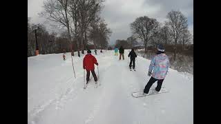 L on skis at Nozawa Onsen