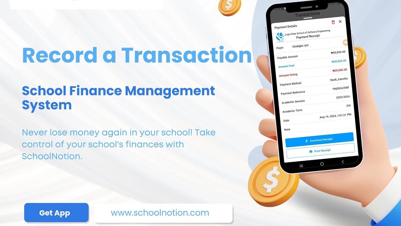 HOW TO RECORD A TRANSACTION ON THE SCHOOLNOTION APP || School Finance ...