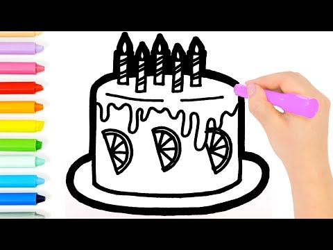 Glitter Birthday Cake coloring and drawing for Kids, Toddlers  Кис Кис Knc Knc