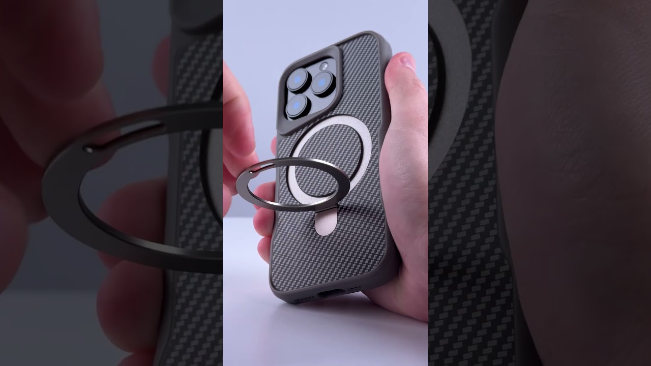 TPU+PC чехол Metal Buttons with MagSafe Carbon Ring для Apple iPhone 17 Pro Max (6.9") Серый