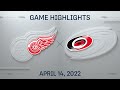 NHL Highlights | Red Wings vs. Hurricanes - Apr. 14, 2022