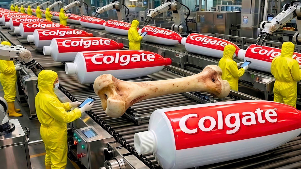 Inside the Toothpaste Factory 🦷 How Animal Bones Become Modern Toothpaste in Mass Production