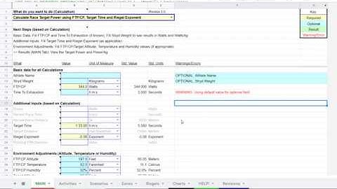Calculate Race Target Power using FTP/CP, Target Time and Riegel Exponent