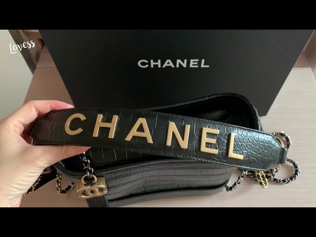 Chanel Gabrielle Crocodile Embossed Calfskin Small Hobo