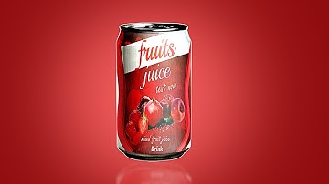product packaging design in photoshop |  FRUITS JUICE CAN