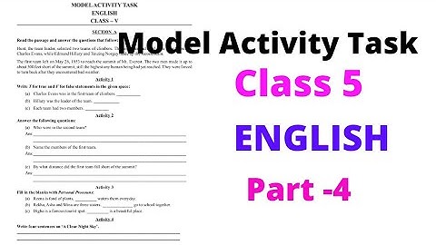 Model Activity Tasks / Class- 5 / English Part- 4