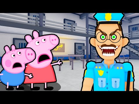 Peppa Pig and George Pig VS ESCAPE TEAM PRISON RUN IN ROBLOX