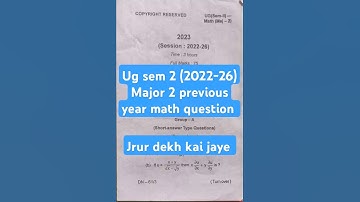 Ug sem 2 Math MJ - 2 PYQ 2022-26ll SKMU DUMKA ll #bsc #exam #shorts