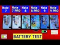 Redmi Note 9 Pro vs Redmi Note 9 vs Redmi Note 8 Pro vs Note 8 vs Note 7 Pro |  Battery Drain Test |