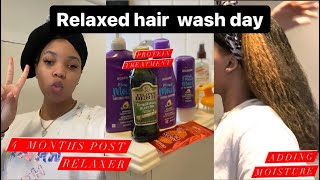 RELAXED HAIR WASH DAY |PROTEIN TREATMENT AT HOME| Vanessa Dauphin | #relaxedhair#washday