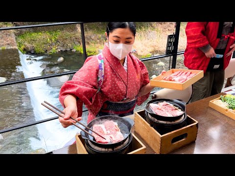 $100 &quot;Riverside&quot; A5 Japanese Wagyu Hotpot Cooked Tableside in Hakone Japan