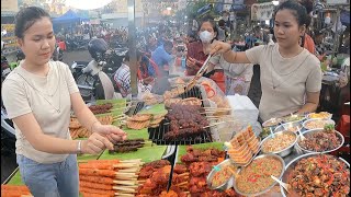 Cambodian Street Food Tour in Market - Delicious Roast Beef, Chicken, Pork & More