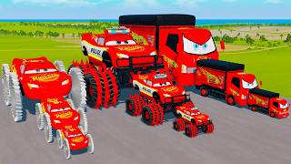 Big & Small McQueen Saw & Truck VS Train | BeamNG.drive