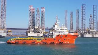 ANCHOR HANDLING TUG SAFETY STANDBY BOAT RAWABI 5 IN ASRY SHIPYARD BAHRAIN