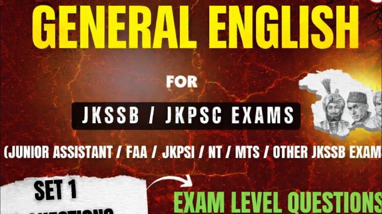 JKSSB | JUNIOR ASSISTANT | FAA | GENERAL ENGLISH | MOCK TEST 01