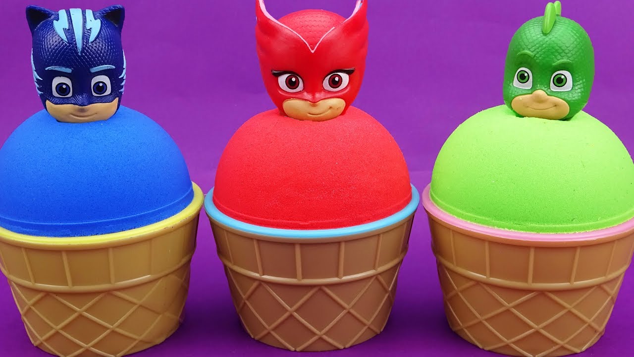 Play Doh Ice Cream Cups PJ Masks Surprise Toys Kinder Surprise Eggs