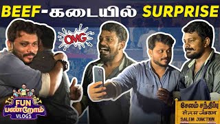 Beef -கடையில் Surprise |  VJ Siddu Surprises Fan | Salem Vlog | Fun Panrom Vlogs | Blacksheep