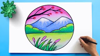 Best Easy Scenery Drawing Colorful Landscape To Draw