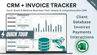 Excel CRM and Client Invoice Tracker: Manage clients, invoices, and interactions - Quick Demo