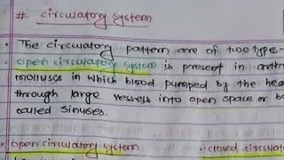 Circulatory  System Handwritten Notes.Best notes.•You can get following chapters notes on this page.