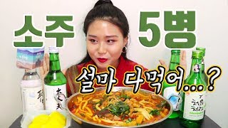 ENG/JP) 지금까지 이런 술방은 없었다. 소주 5종 리뷰 술방+곱창전골 먹방🔥 5 bottles of Soju