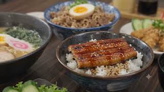 Delicious Japanese Feast: Ramen, Donburi, and Fresh Sides