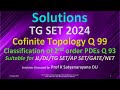 TG SET 2024| Cofinite Topology Q 99| Classification of second order PDEs Q 93 | Solns by Prof KSN OU