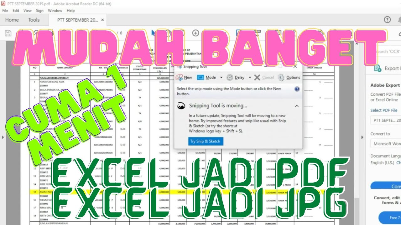 CARA MENGUBAH FILE EXCEL JADI PDF DAN JPG JPEG ATAU GAMBAR PAKAI Cara mengubah file excel jadi pdf dan jpg jpeg atau gambar pakai