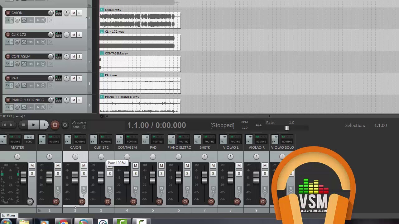 Reiderizar Arquivos VS Multitracks Para  L R no Reaper
