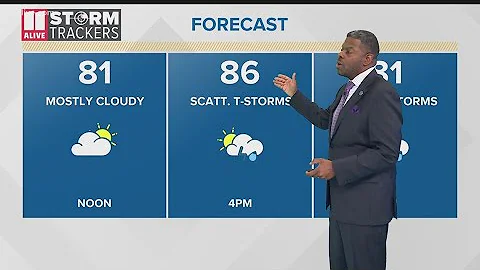 Scattered showers, thunderstorms expected Monday afternoon