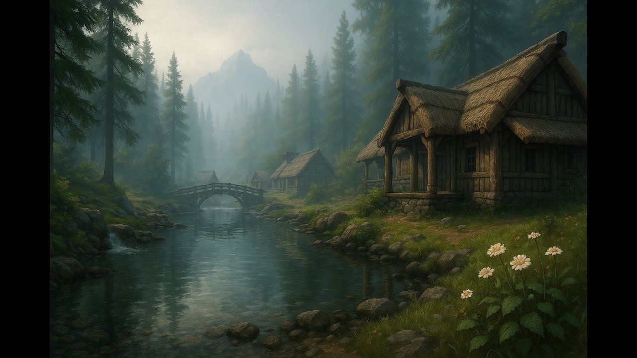 🎬 Tranquil Riverwood 🌲 | Skyrim’s Peaceful Village in 4K – Ambient Nature Soundscape for Relaxation