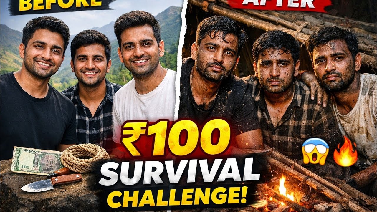 “We Survived 24 Hours in Jungle with Only ₹100 😱 (Almost Failed)” - YouTube