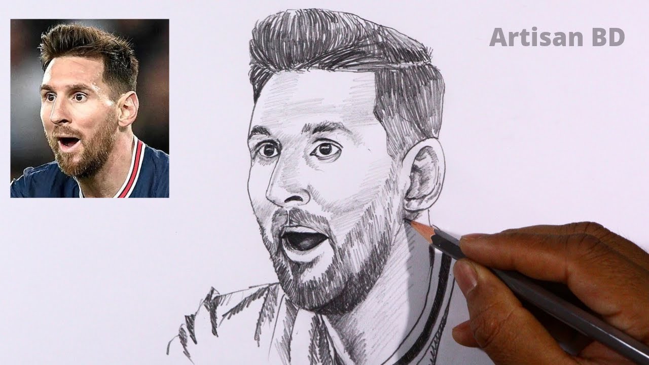 How To Draw Lionel Messi | Step By Step Very Easy Pencil Sketch ...