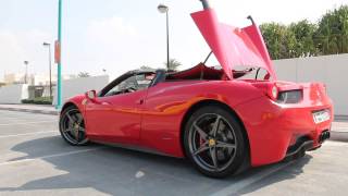 Ferrari 458 Spider shot by Harby closing the roof in DUBAI at Burj El Arab (ROOF UP)