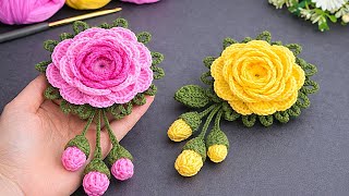 Make &amp; Sell This! 💰 Crochet Flower with Buds &amp; Leaves