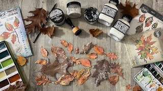 Frosted Leaves - Tim Holtz glitter with stamps, diecuts and real leaves
