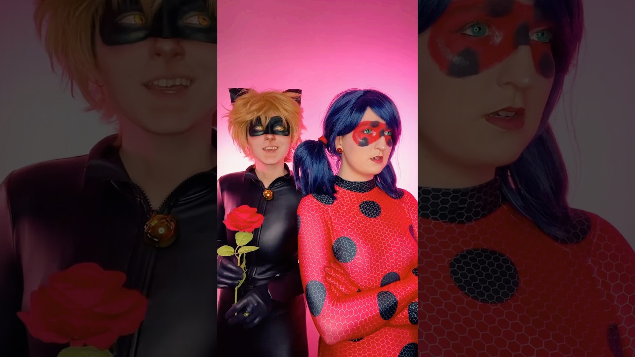 🐞🐈‍⬛ Cat Noir PROPOSES Ladybug?! 🐈‍⬛🐞Miraculous Ladybug cosplays 😍 #shorts