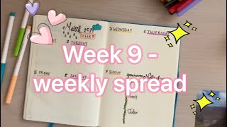 Weekly spread - bullet journal with me - week 9 - 2021 Illisa